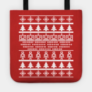 Ugly Pixel Robot Christmas Sweater Tote