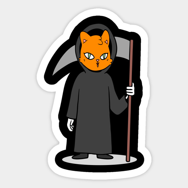 Cat Grim Reaper Halloween Shirt Halloween Gifts Sticker