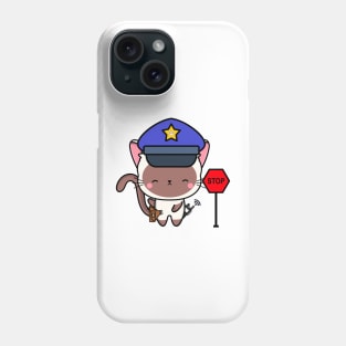 Funny White Cat Policeman Phone Case