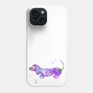 Purple Dachshund Watercolor Painting Phone Case