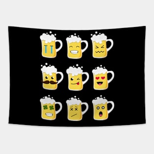 Beer Mugs Faces Emoji Shirt Tapestry