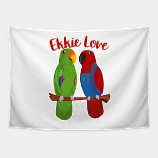 Ekkie Love Cute Eclectus Parrot Couple for parrot lovers Tapestry