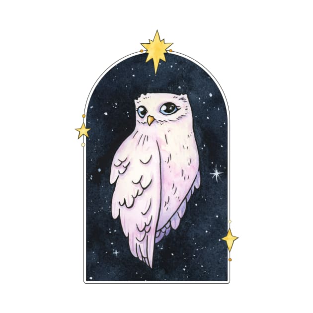 Celestial white owl by Ellen Wilberg