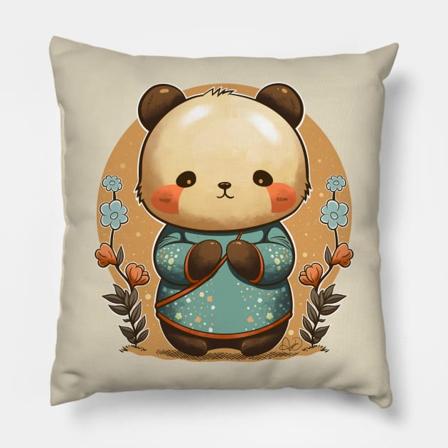 Good Fortune Bear Pillow by ArtDiggs