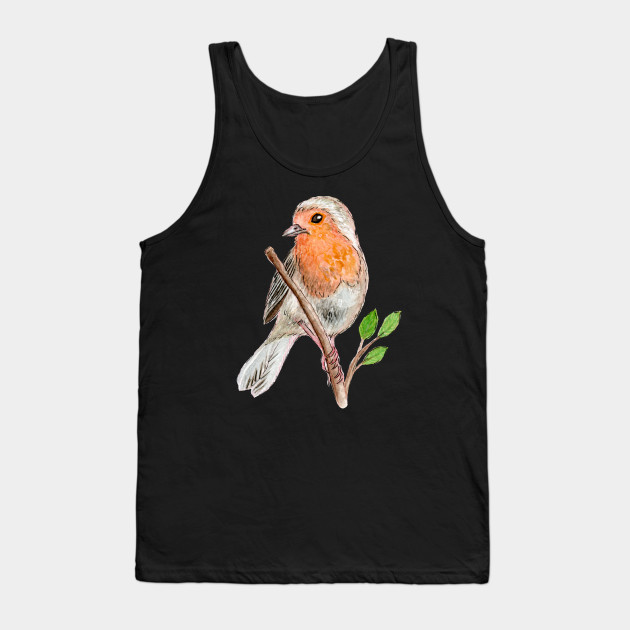 Robin Red Breast Bird Watercolor Robin Bird Watercolor Tank