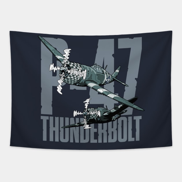 P-47 Thunderbolt "The Jug" WWII History Aircraft Air Force Tapestry by Vae Victis