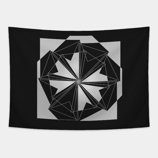 Mandala Geometric black and white linear flower Tapestry by soycarola