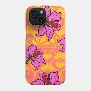 Bauhinia Flower with Orange & Pink Chinoiserie Pattern - Summer Flower Pattern Phone Case