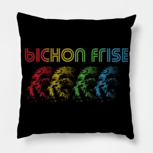 Cool Retro Groovy Bichon Frise Dog Pillow