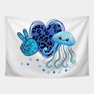 Peace Love Jelly Fish Animal Sea Tapestry