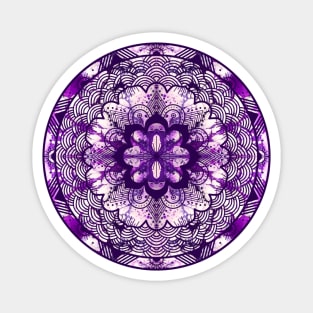 Silver/Purple Paint Pour Mandala Magnet