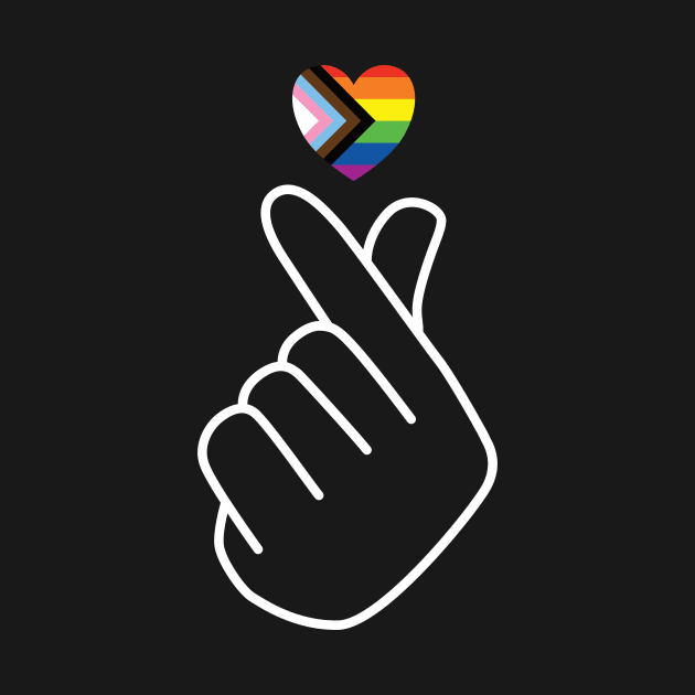 Progress Pride Flag Korean Love Sign by superdupertees