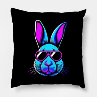 Swag Rabbit Retro Neon Retro Colorful Pillow