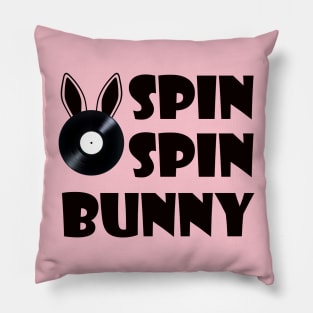 SpinSpinBunny Main Square Logo - Black Lettering Pillow