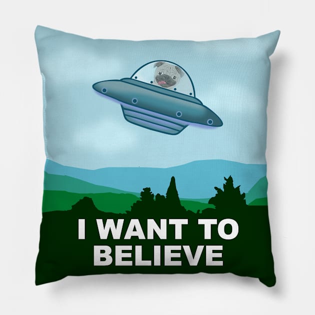 ufo pug Pillow by FandomizedRose