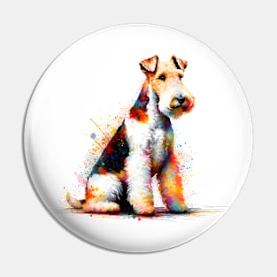 Wire Fox Terrier in Lively Splash Art Pin