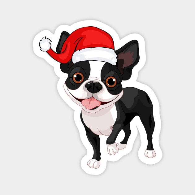 Santa Boston Terrier Cartoon Dog Magnet by Seasonal Dogs
