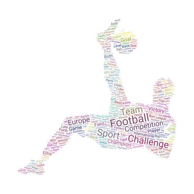 Football Footballer Silhouette Shape Text Word Cloud by Cubebox