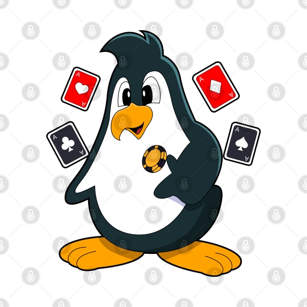Penguin at Poker with Poker cards by Markus Schnabel