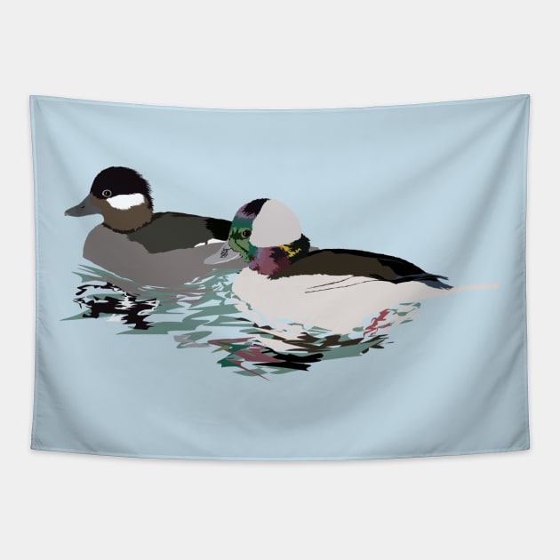 Bufflehead Ducks Pair Tapestry by stargatedalek