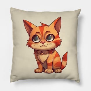 Cute cartoon orange cat looking to side Pillow