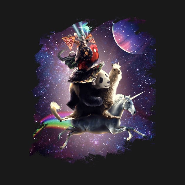 Cat Riding Chicken Turtle Panda Llama Unicorn by Random Galaxy