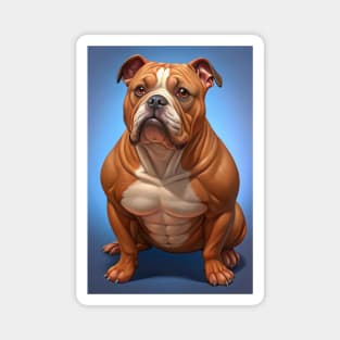 Funny Muscular Bulldog Cartoon – Strong and Wrinkly Dog Art for Dog Lovers and Pet Humor Fans Magnet