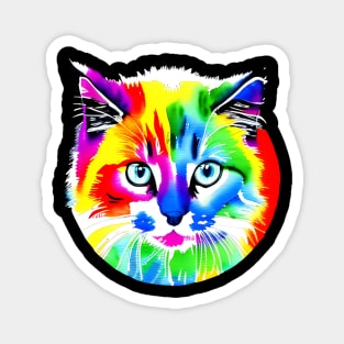 Colorful Rainbow Cats Digital Portrait (MD23Ar008b) Magnet