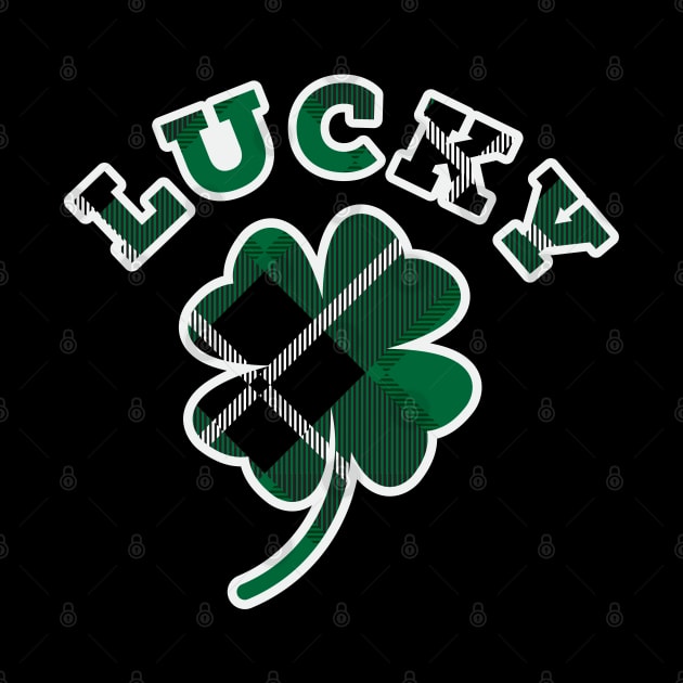 Lucky Four Leaf Clover Diagonal Flannel Print Pattern by Design_Lawrence