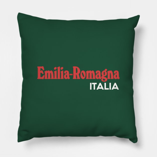 Emilia-Romagna Italia / Retro Italian Region Typography Design Pillow by DankFutura