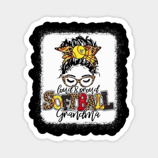 Softball Grandma Messy Bun Shirt Softball Grandma Magnet