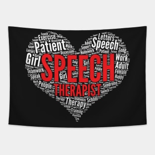 Speech therapist Heart Shape Word Cloud Design design Tapestry