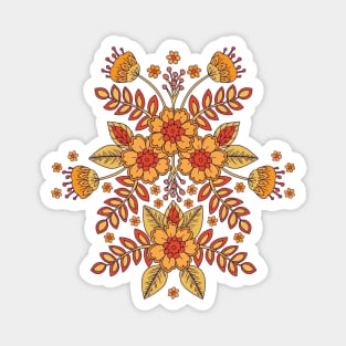 Vibrant Yellow and Orange Floral Magnet