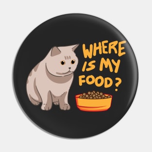 Illustration of a fat gray cat looking for its food Pin