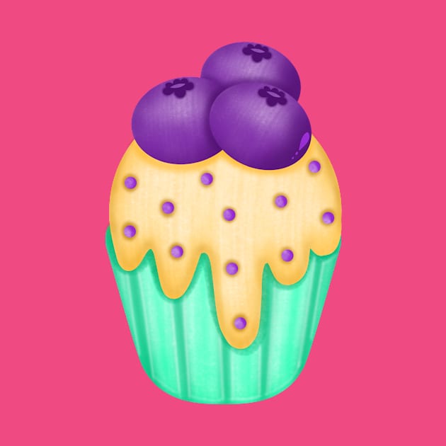 Cute blueberries cupcake 🫐. by Onanong art design shop.