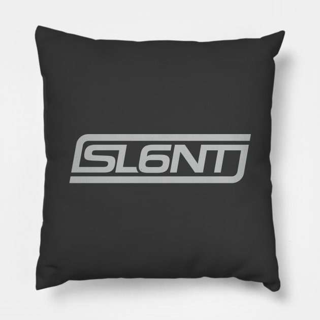 Slant 6 Icon (Gray on Asphalt) Pillow by jepegdesign