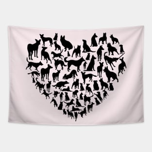 dogs love heart Tapestry