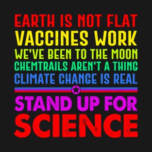 Earth is Not Flat Vaccines Work Moon Science T-Shirt