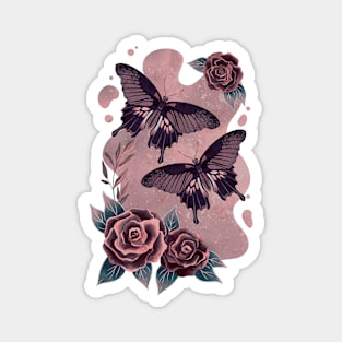 Butterflies with roses Magnet