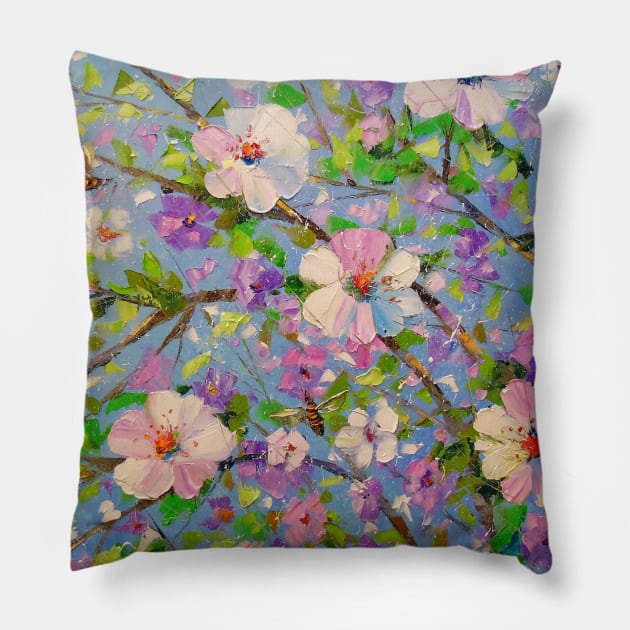 Apple blossom Pillow by OLHADARCHUKART