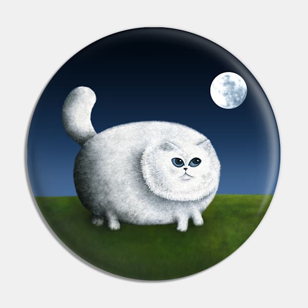 Fat Cat Looks at the Moon Pin by Marlene's cats