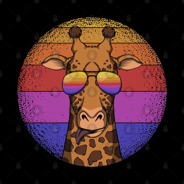 Giraffe Retro Sunset by puffstuff