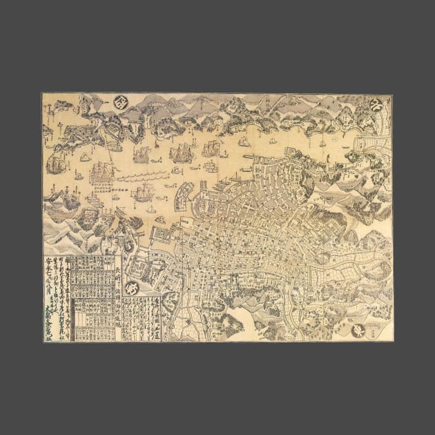 Antique Map of Nagasaki Harbor, Japan by Bunkindō, 1821 by MasterpieceCafe