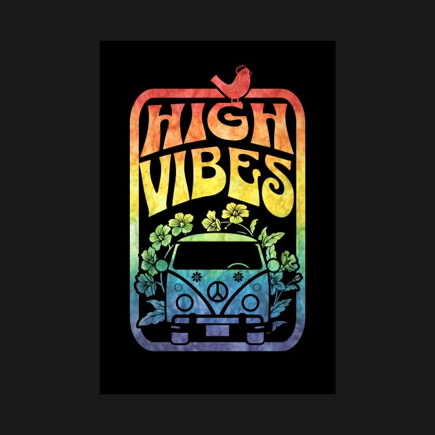 Groovy High Vibes Hipster Hippy Rainbow by sarcasmandadulting