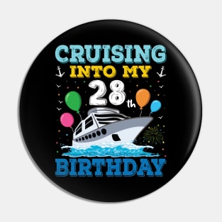 Cruising Into My 28th Birthday Party Shirt Cruise Squad 28 Birthday Pin