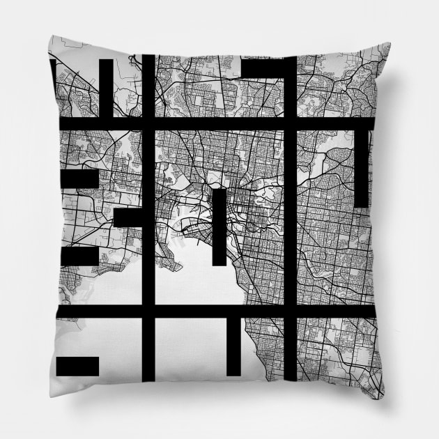 Melbourne, Australia City Map Typography - Light Pillow by deMAP Studio