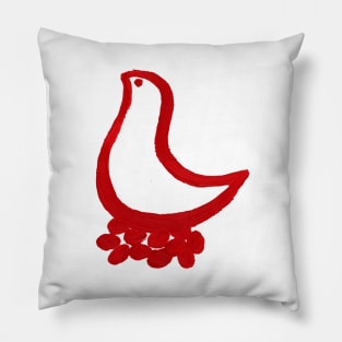 Little bird and red eggs (cut-out) Pillow