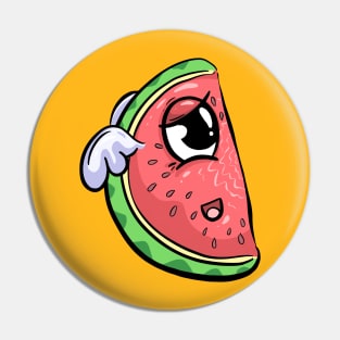 Cute Watermelon Slice with Wings Cartoon Pin