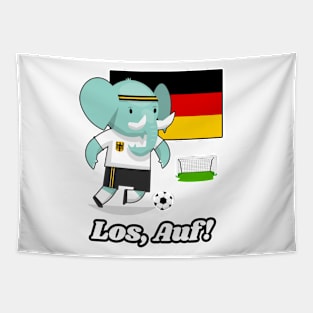 ⚽ Germany Football, Elephant Scores a Goal, Los Auf! Team Spirit Tapestry