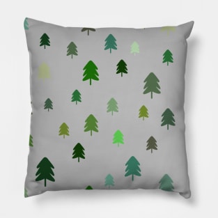 Christmas Pine Fir Tree Green Shades on Black Pillow